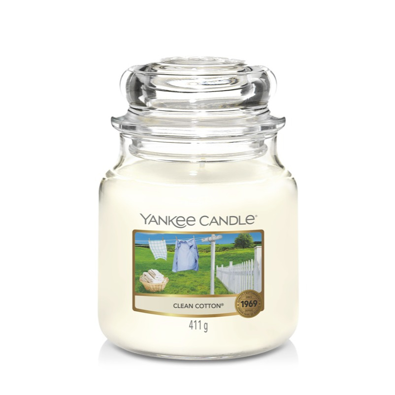 Image of Yankee Candle - (411g) Duft Kerze im Glas Medium Jar (10.00114.0727) - Clean Cotton bei Apfelkiste.ch