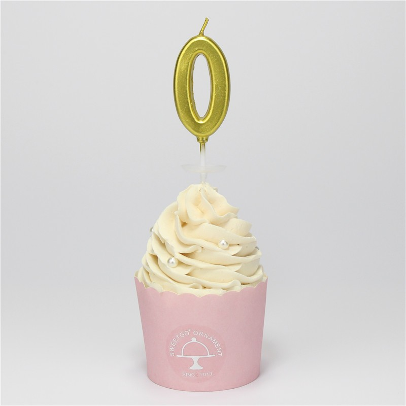 Image of Zahlen Geburtstags Kerze Kuchenstecker Happy Birthday Deko für Torten / Kuchen - Zahl 0 / Gold bei Apfelkiste.ch
