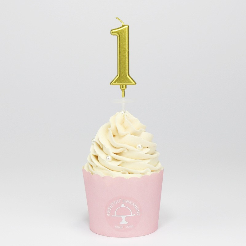 Image of Zahlen Geburtstags Kerze Kuchenstecker Happy Birthday Deko für Torten / Kuchen - Zahl 1 / Gold bei Apfelkiste.ch