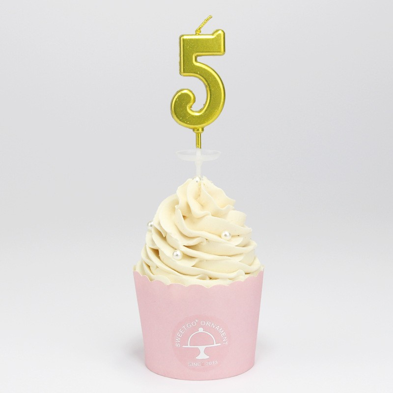 Image of Zahlen Geburtstags Kerze Kuchenstecker Happy Birthday Deko für Torten / Kuchen - Zahl 5 / Gold bei Apfelkiste.ch
