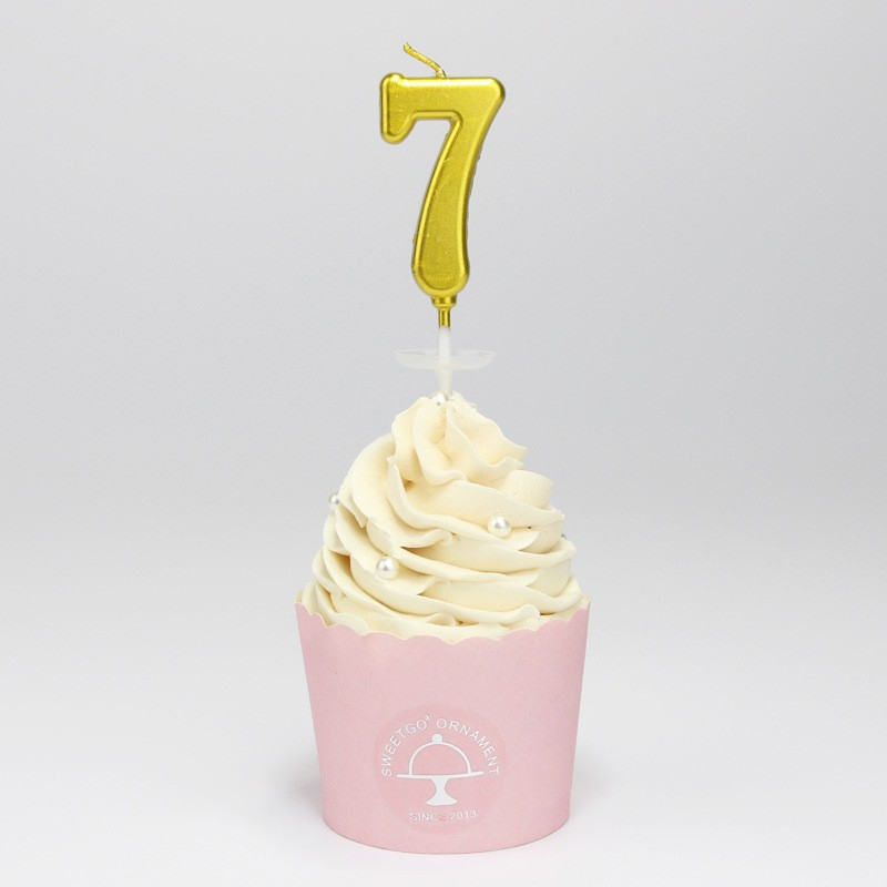 Image of Zahlen Geburtstags Kerze Kuchenstecker Happy Birthday Deko für Torten / Kuchen - Zahl 7 / Gold bei Apfelkiste.ch
