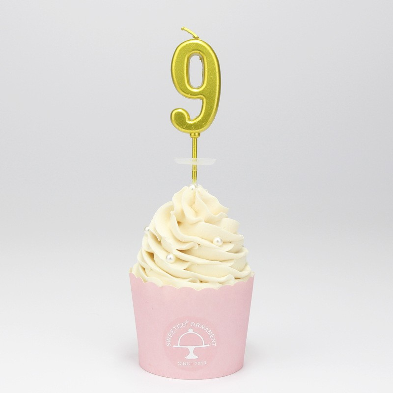 Image of Zahlen Geburtstags Kerze Kuchenstecker Happy Birthday Deko für Torten / Kuchen - Zahl 9 / Gold bei Apfelkiste.ch