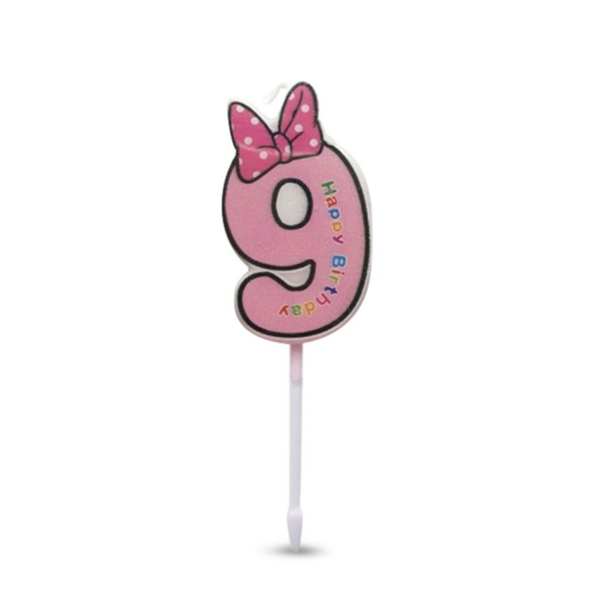 Image of Zahlen Geburtstags Kerze Kuchenstecker Happy Birthday Deko für Torten / Kuchen - Zahl 9 / Rosa bei Apfelkiste.ch