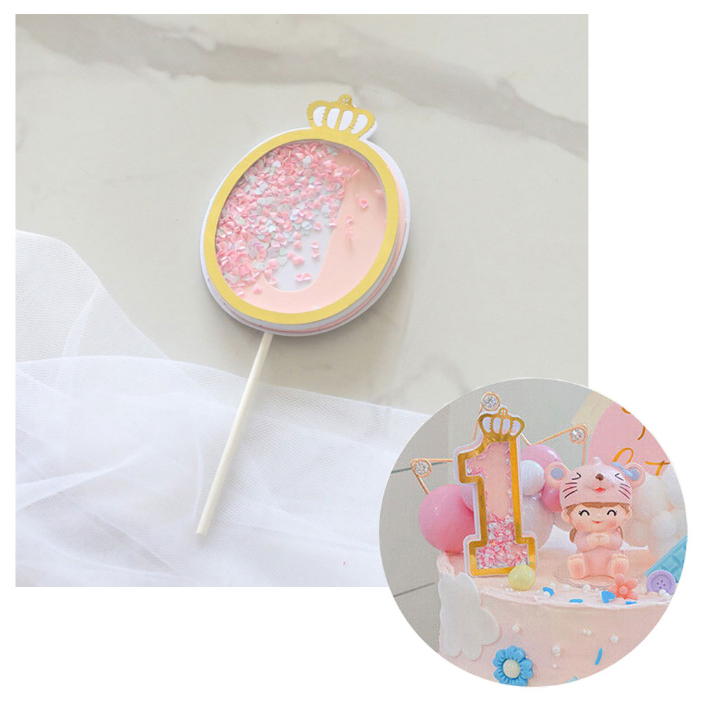 Image of Zahlen Geburtstags Kuchenstecker Konfetti Tortenstecker Topper Dekoration für Torten / Kuchen - Zahl 0 / Rosa / Gold bei Apfelkiste.ch