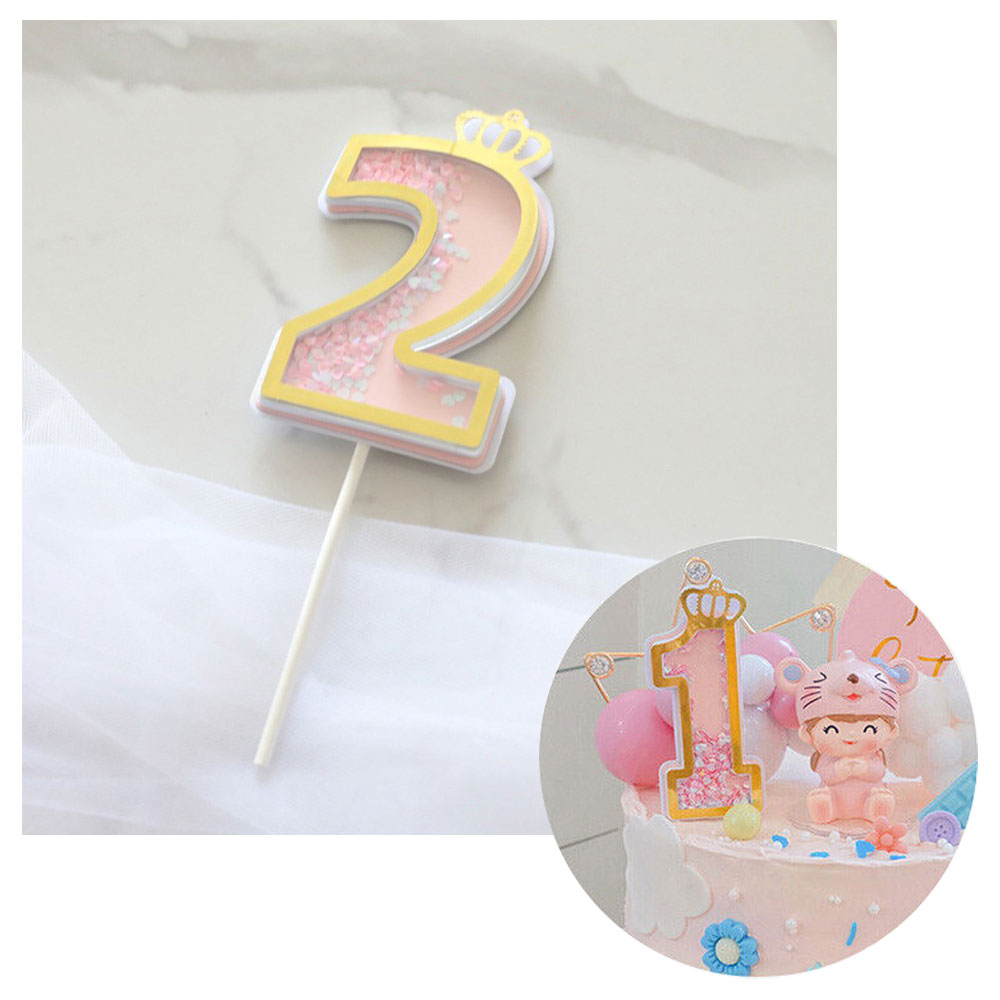 Image of Zahlen Geburtstags Kuchenstecker Konfetti Tortenstecker Topper Dekoration für Torten / Kuchen - Zahl 2 / Rosa / Gold bei Apfelkiste.ch