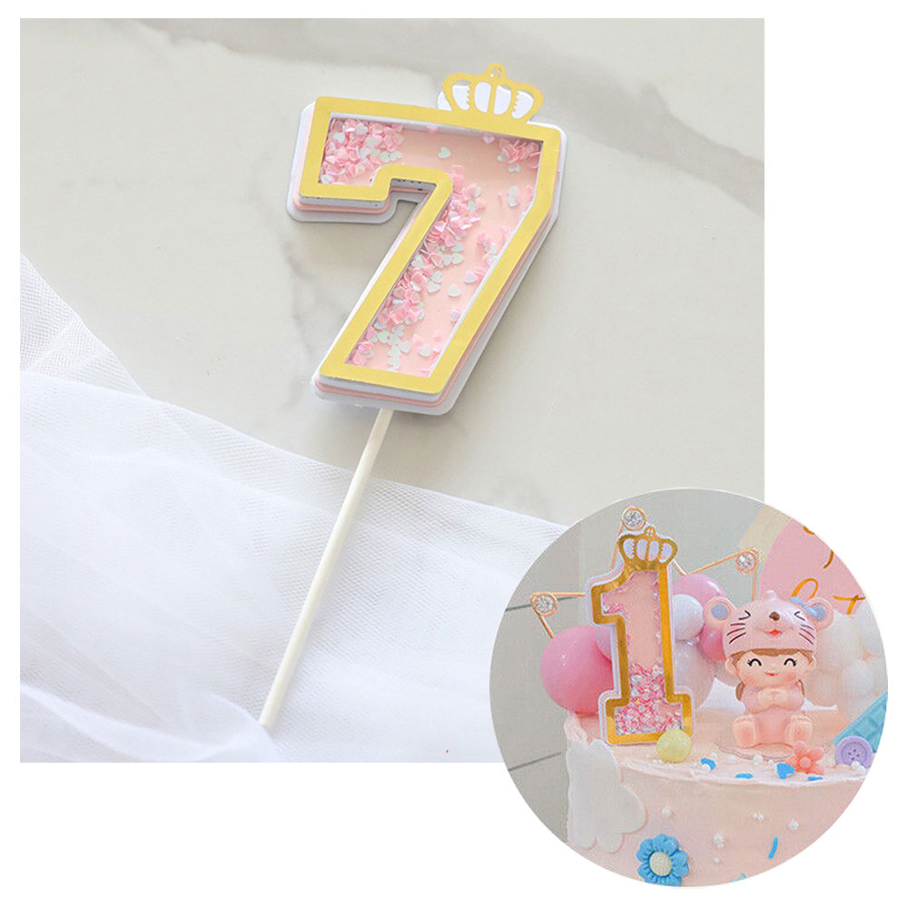 Image of Zahlen Geburtstags Kuchenstecker Konfetti Tortenstecker Topper Dekoration für Torten / Kuchen - Zahl 7 / Rosa / Gold bei Apfelkiste.ch