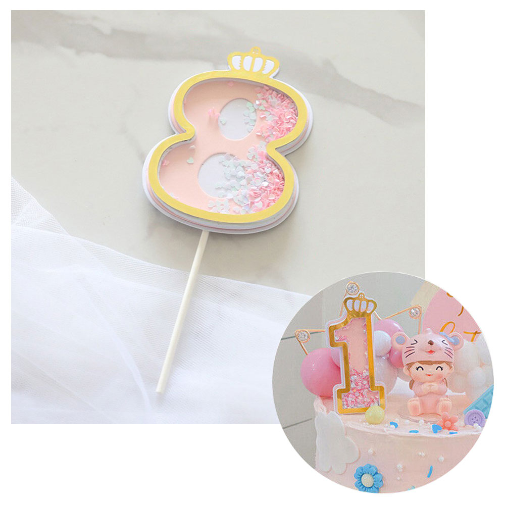 Image of Zahlen Geburtstags Kuchenstecker Konfetti Tortenstecker Topper Dekoration für Torten / Kuchen - Zahl 8 / Rosa / Gold bei Apfelkiste.ch