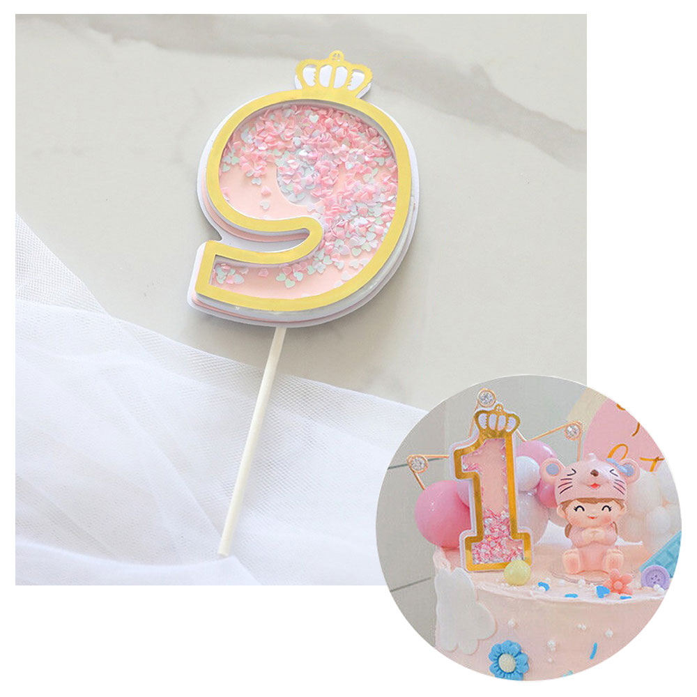 Image of Zahlen Geburtstags Kuchenstecker Konfetti Tortenstecker Topper Dekoration für Torten / Kuchen - Zahl 9 / Rosa / Gold bei Apfelkiste.ch