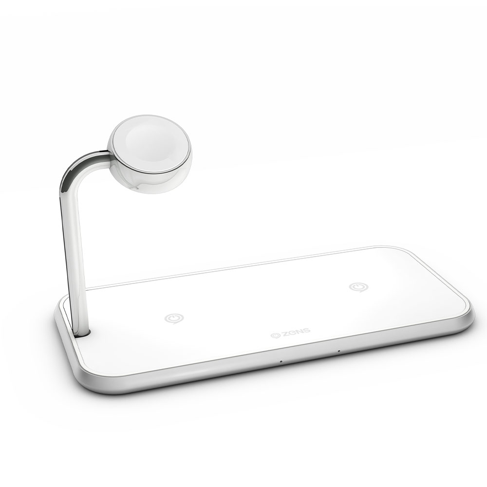 Image of Zens - Qi Fast Charge MFi Dual Ladegerät 10W (ZEDC05W/00) Apple Watch kompatibel - Weiss bei Apfelkiste.ch