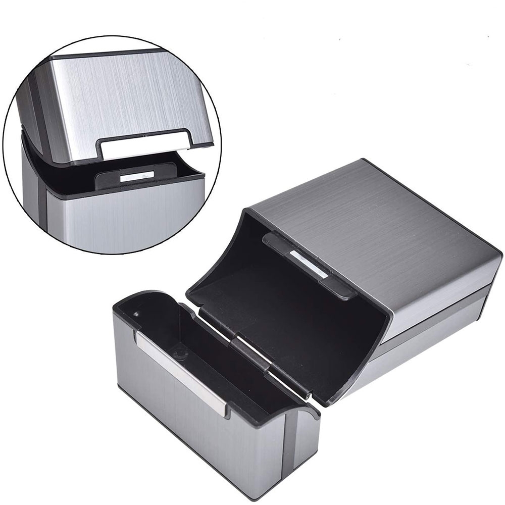 Alu Box Zigarettenschachteln Magnet Deckel Spiegel Grau