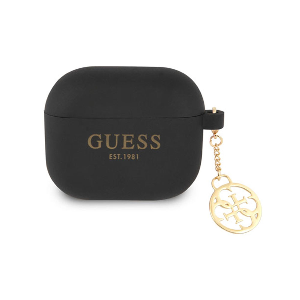 Image of Guess - AirPods (3. Generation) Silikon Schutzhülle + Logo Anhänger (GUA3LSC4EK) - Schwarz / Gold bei Apfelkiste.ch