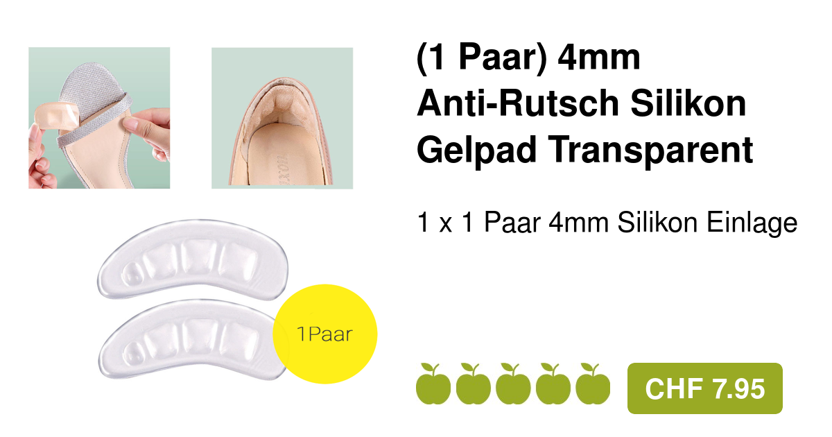 1 Paar 4mm AntiRutsch Silikon High Heel Gelpad Transparent