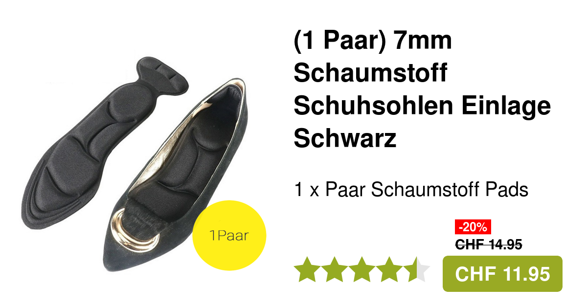 (1 Paar) 7mm Schaumstoff Schuhsohlen Einlage Schwarz (1 Paar) 7mm Schaumstoff Schuhsohlen Einlage Schwarz