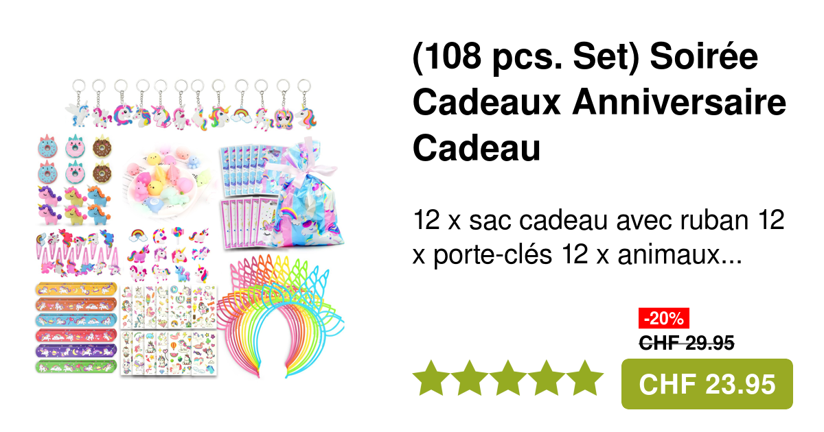Com-four ® 15 Pièces Set Cadeau Avec Motifs De Licorne Pour