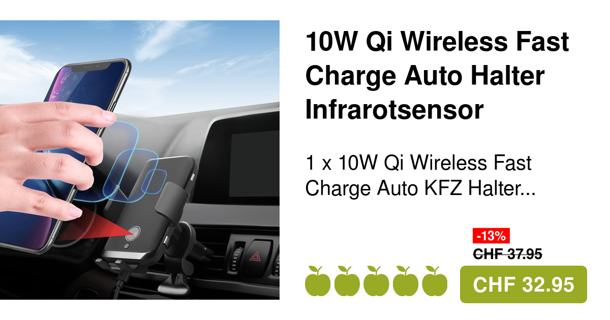 Qi Wireless Auto KFZ Halterung (max. 10W) - MagSafe kompatibel, für  Lüftungsgitter - schwarz