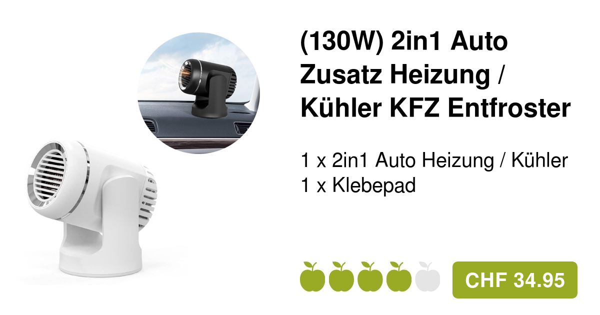 (150W) 2in1 Auto Zusatz Heizung / Kühler Heizlüfter Elektrischer KFZ  Entfroster für Zigarettenanzünder - Schwarz / Grau