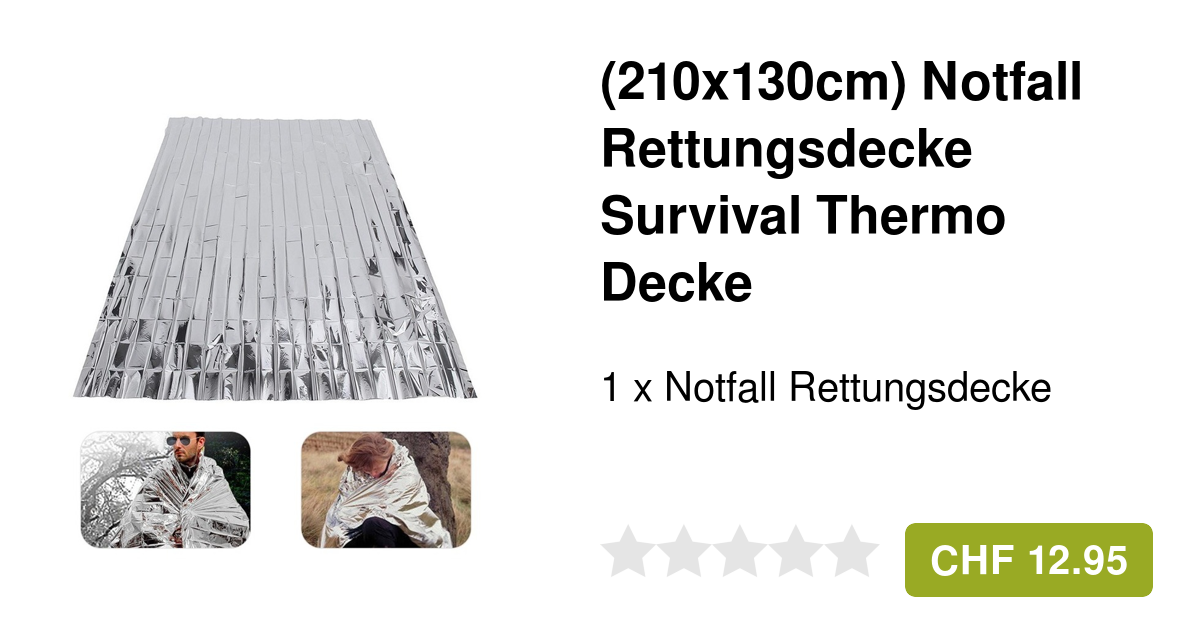 Rettungsdecke Silber 210x160cm | Notfalldecke Für Outdoor & Survival