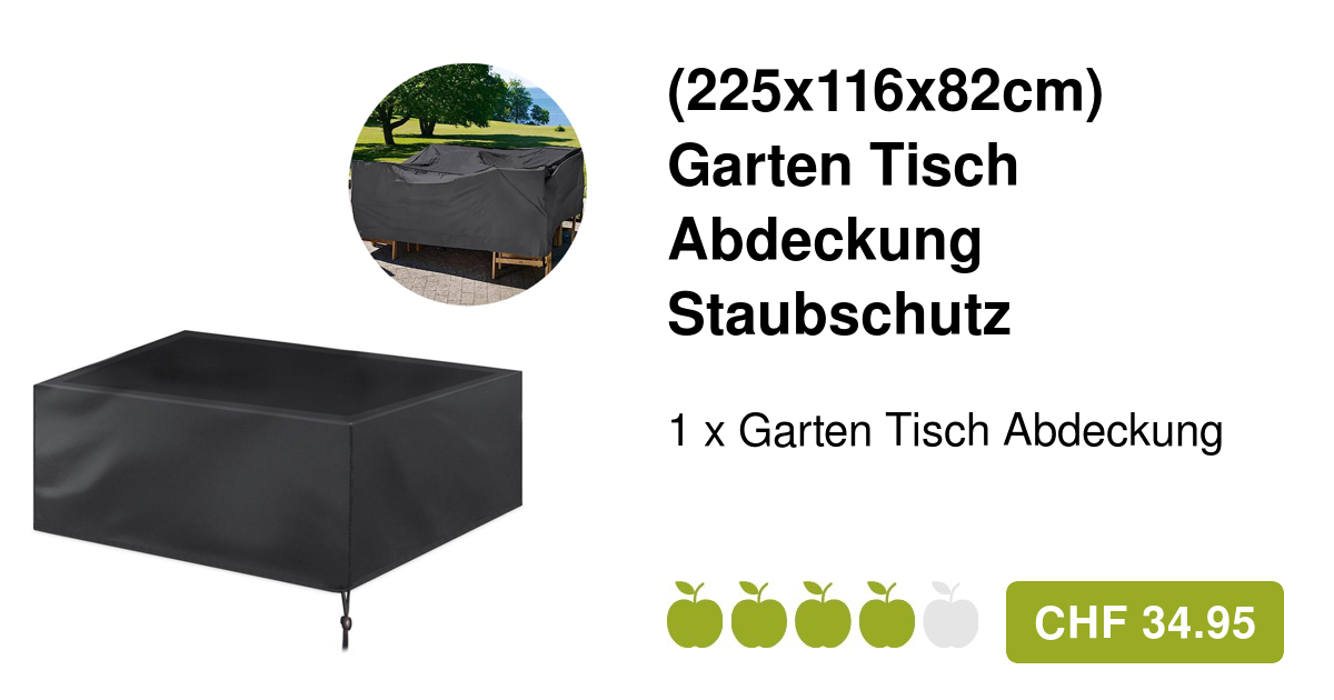 (225x116x82cm) Garten Tisch Abdeckung Staubschutz