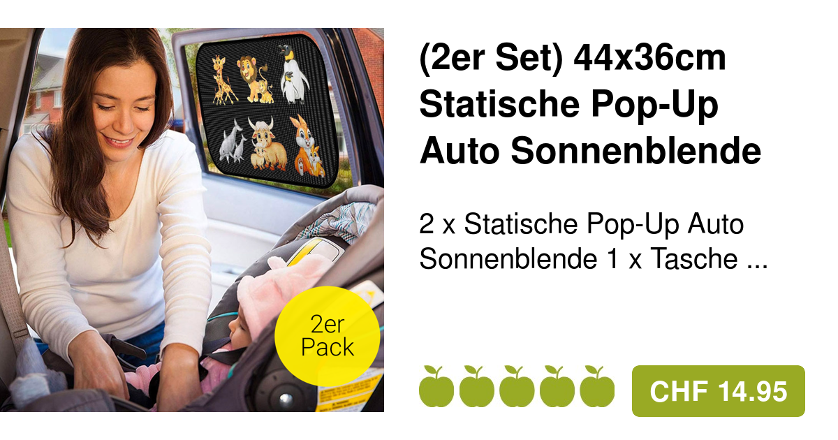 2er Set) 44x36cm Pop-Up Auto Sonnenblende Wildtiere