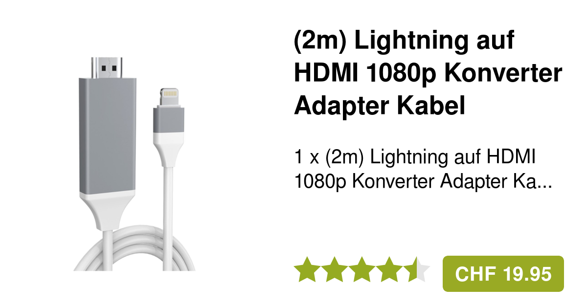 (2m) Lightning auf HDMI 1080p Adapter Kabel Weiss