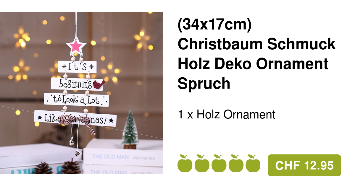 (34x17cm) Christbaum Schmuck Holz Ornament Spruch