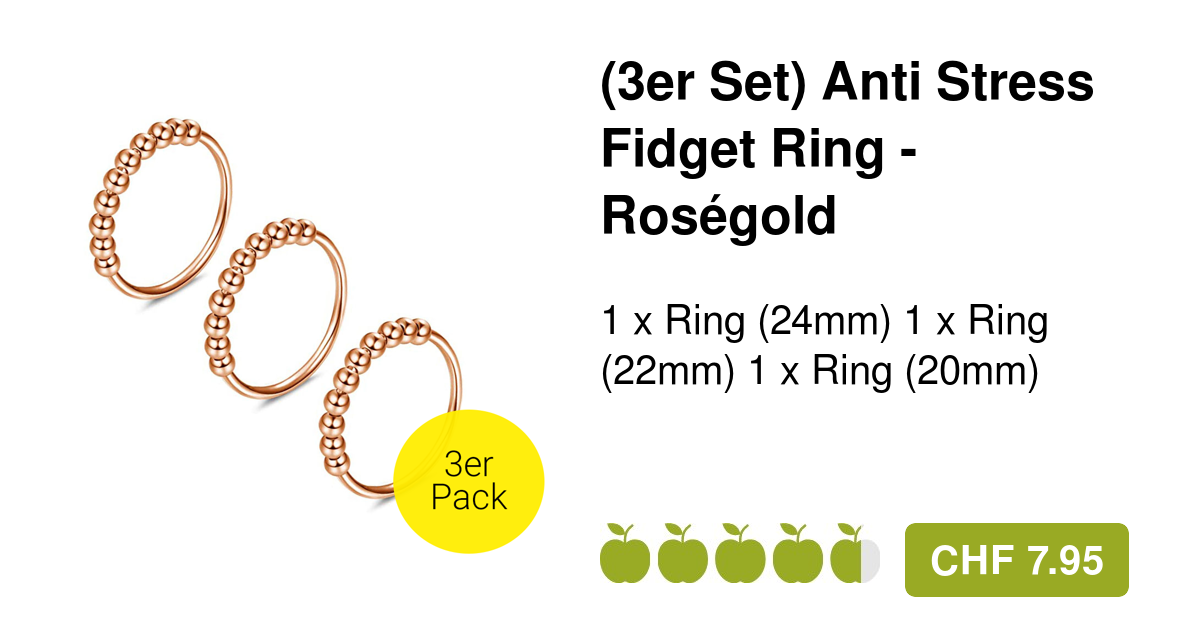 2 Stück Anxiety Ring Roségold - Anti Stress Ring Edelstahl Drehbar