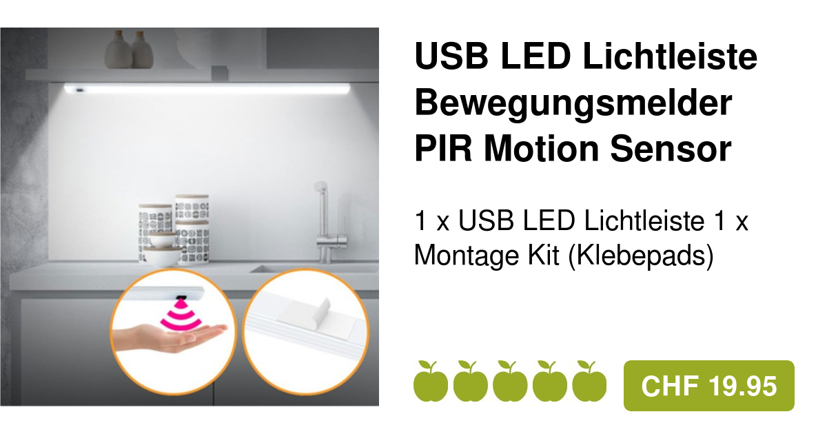 40cm) Dimmbare LED Lichtleiste Handfegesensor 35 LED's
