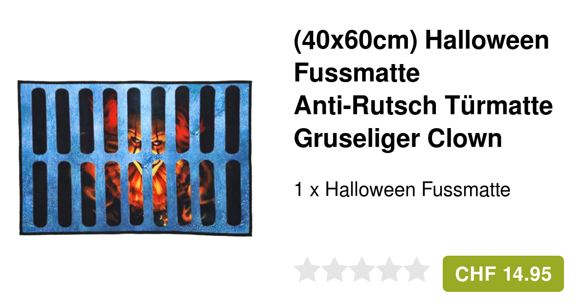 Halloween Fußmatte Mit Grusel-Clown - 3D Design 40x60cm Rutschfest