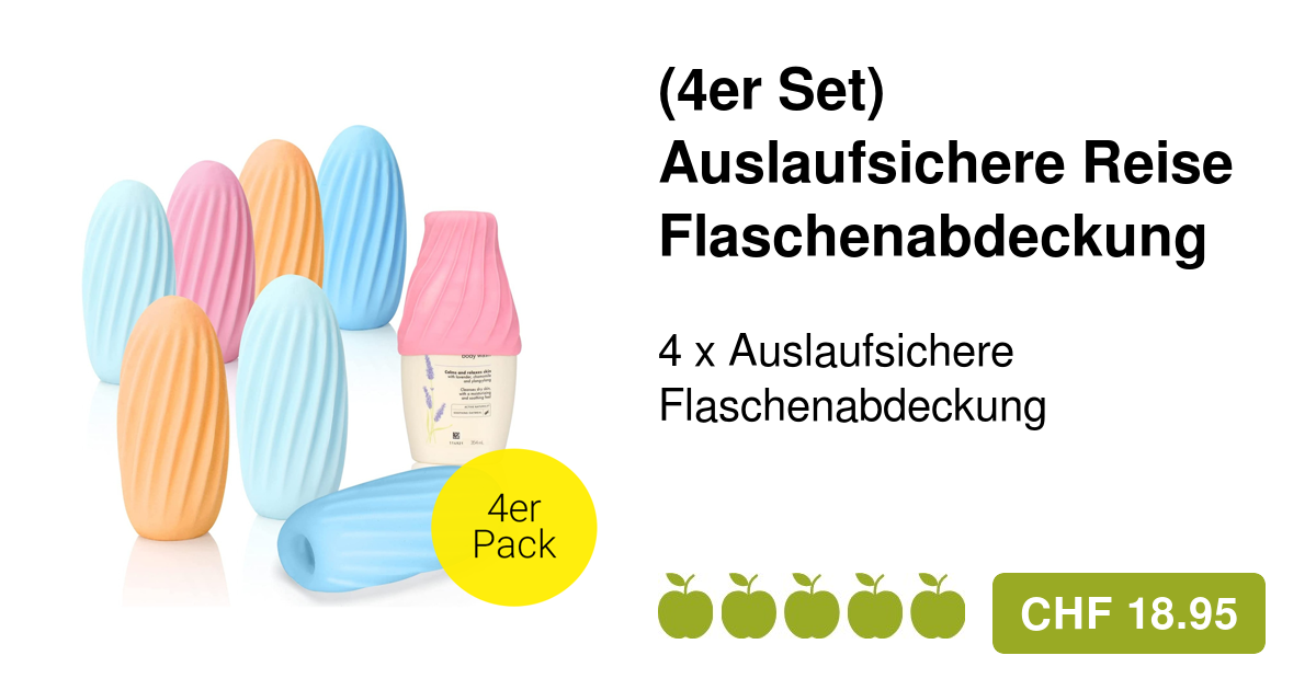 4-tlg. Reise-Set Auslaufsichere Flaschenhüllen - Silikon-Schutz Für Shampoo & Co