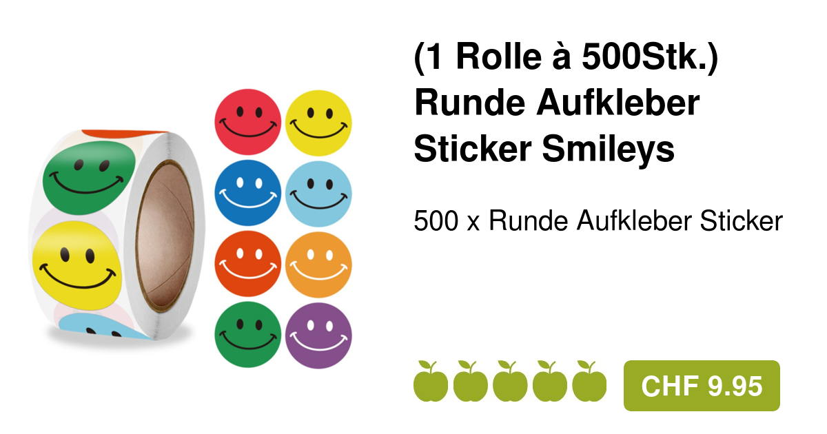 500er Set) Ø 25mm Aufkleber Lehrer Sticker Smileys