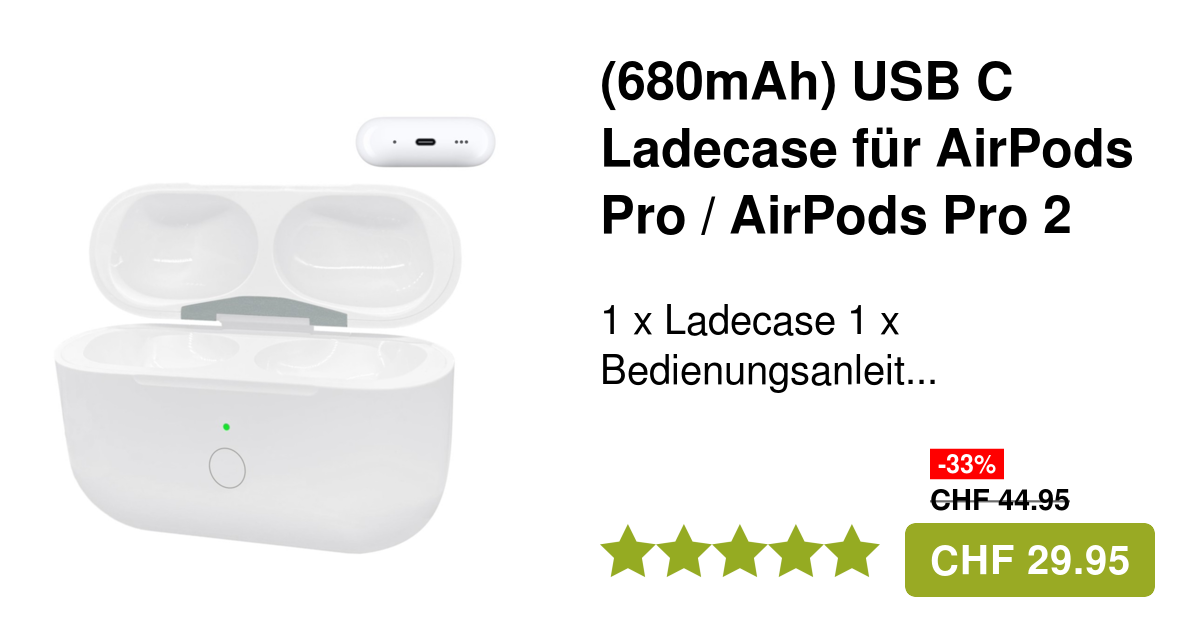 Ladecase für AirPods Pro / Pro 2 Kopfhörer in Weiss