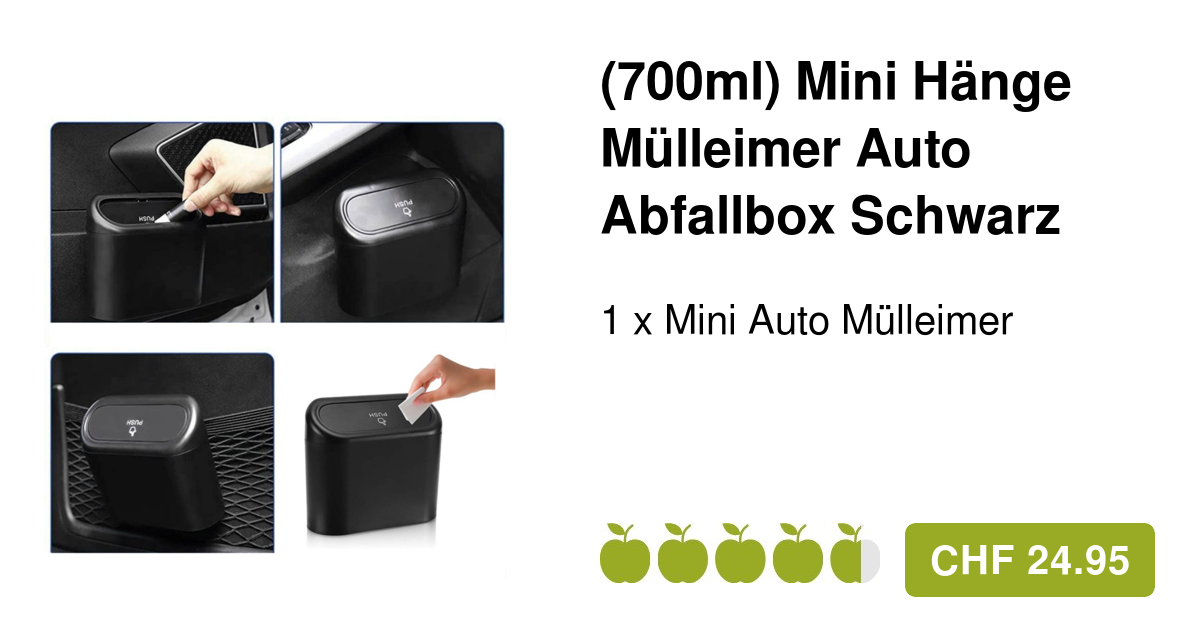 700ml) Mini Hänge Mülleimer Auto Abfallbox Schwarz