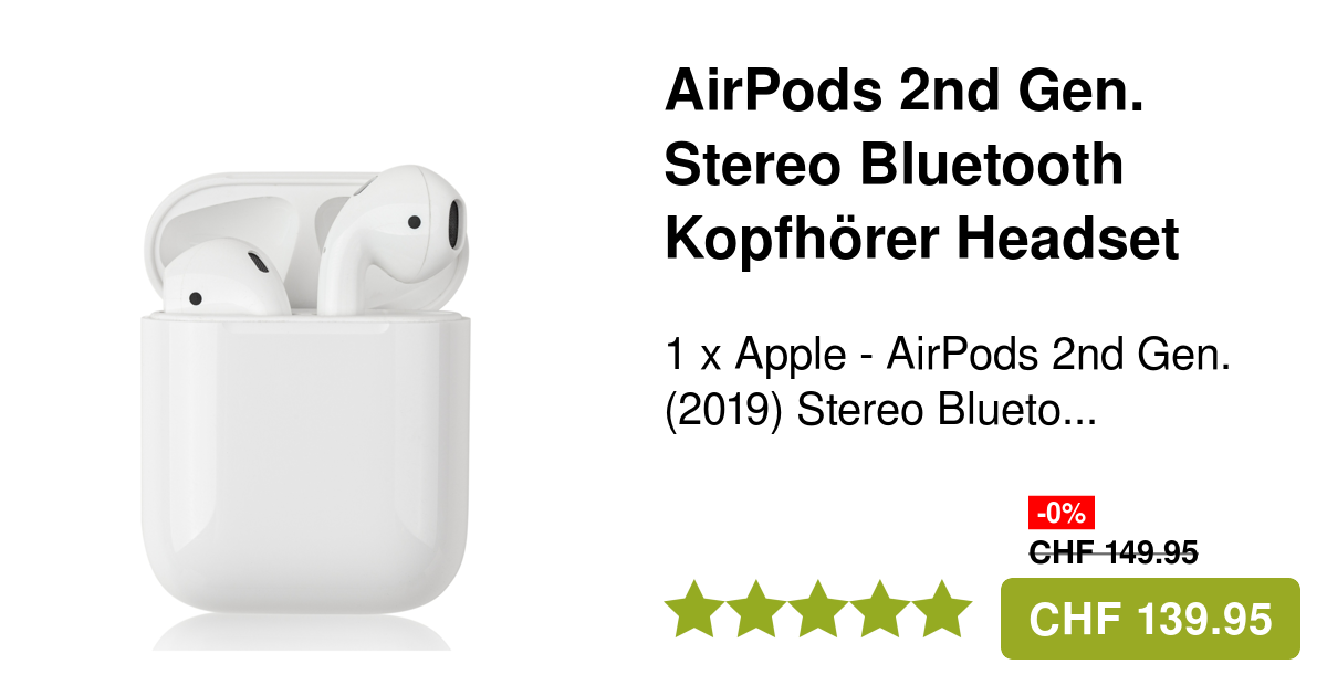 Apple AirPods 2 Gen. Bluetooth Kopfhörer (MV7N2ZM/A)