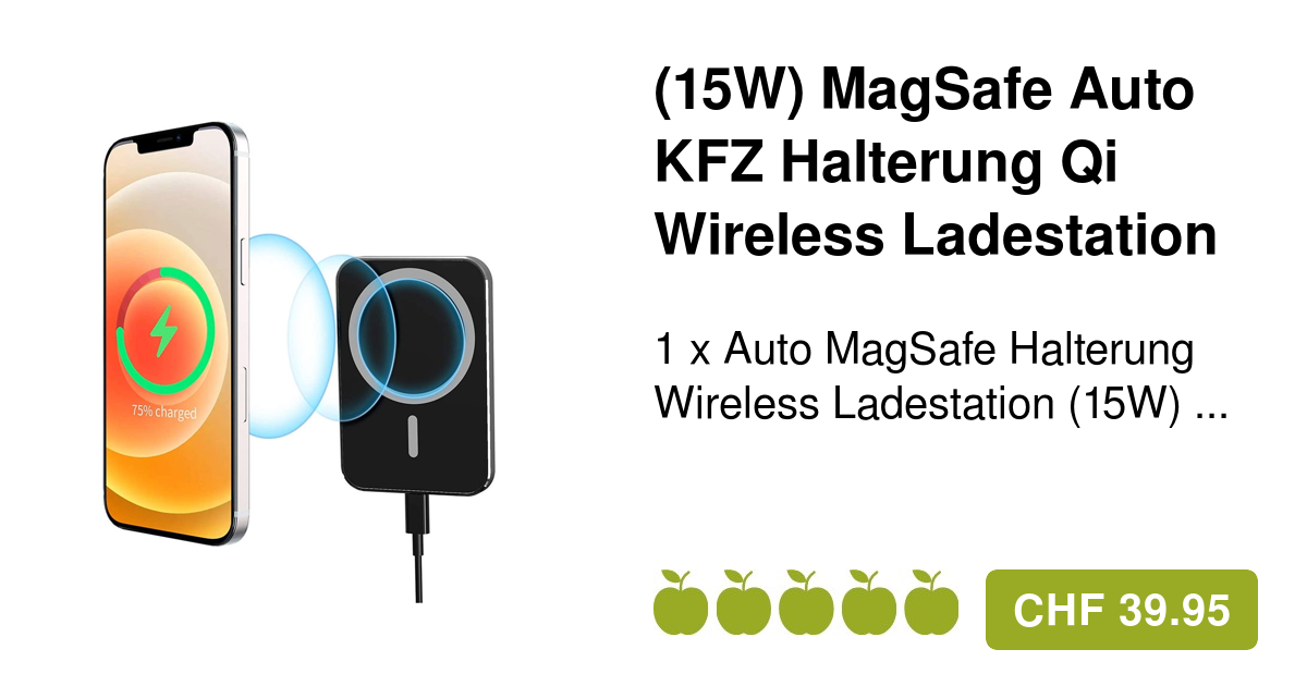 Kfz-Smartphone-Halterung & Ladegerät, Magsafe- und Qi-kompatibel, 15 Watt -  Ihr Elektronik-Versand in der Schweiz