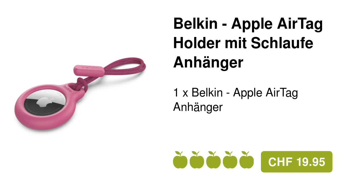 Rosa Apple Schlaufe AirTag Anhänger mit Belkin