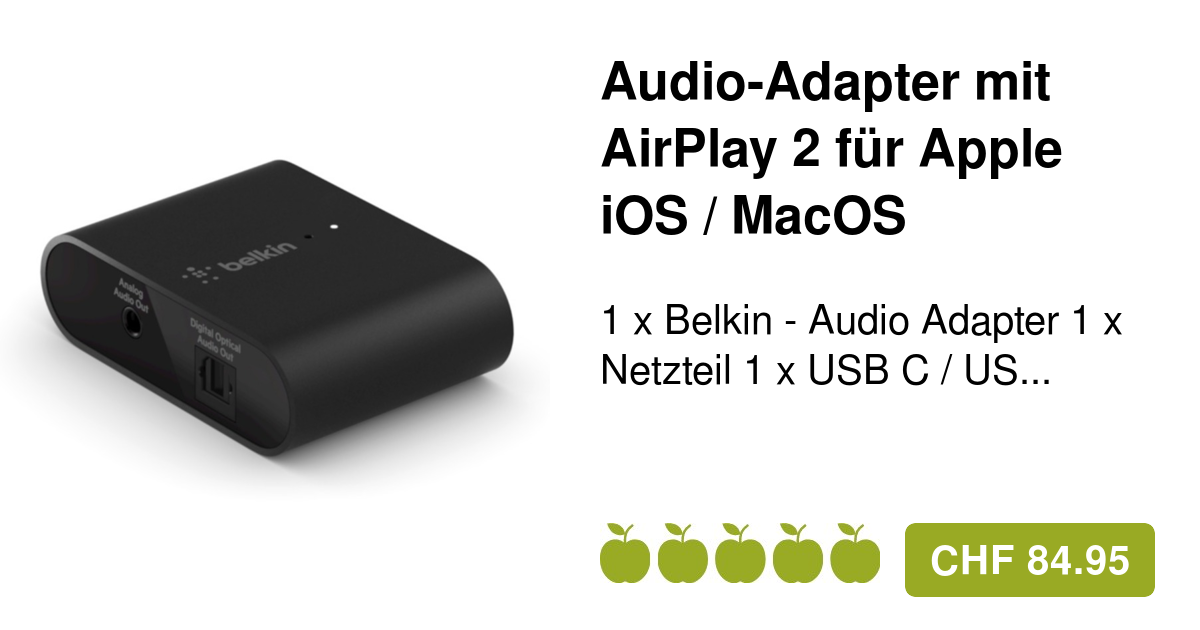 Belkin AirPlay 2 Audio-Adapter für Apple iPhone/iPad
