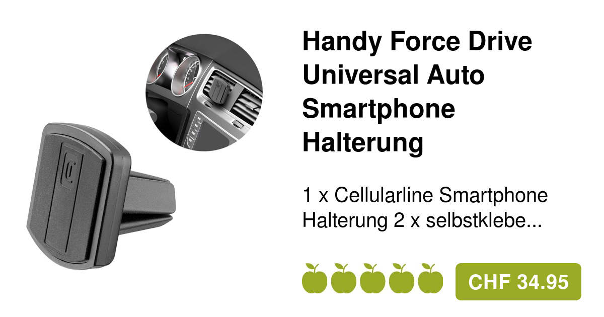 Cellularline Kfz Handy Halterung für Lüftungsgitter Auto 360° drehbar  Metall