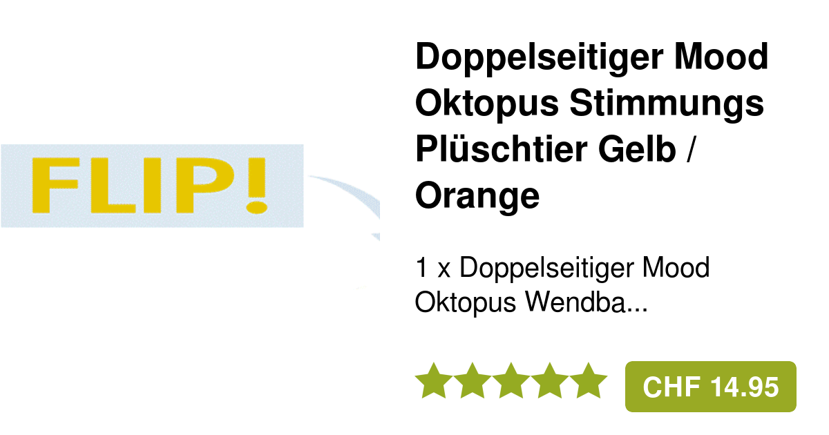 Peluche double face Mood Poulpe Jaune / Orange