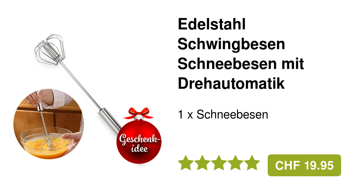 Halbautomatischer Schneebesen Edelstahl - Push Mixer Zum Schlagen & Rühren