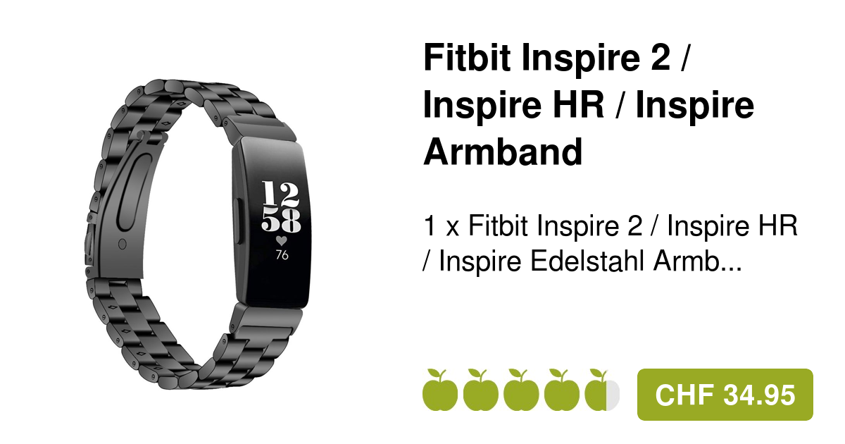 Fitbit Inspire 2 Edelstahl Metall Armband Schwarz