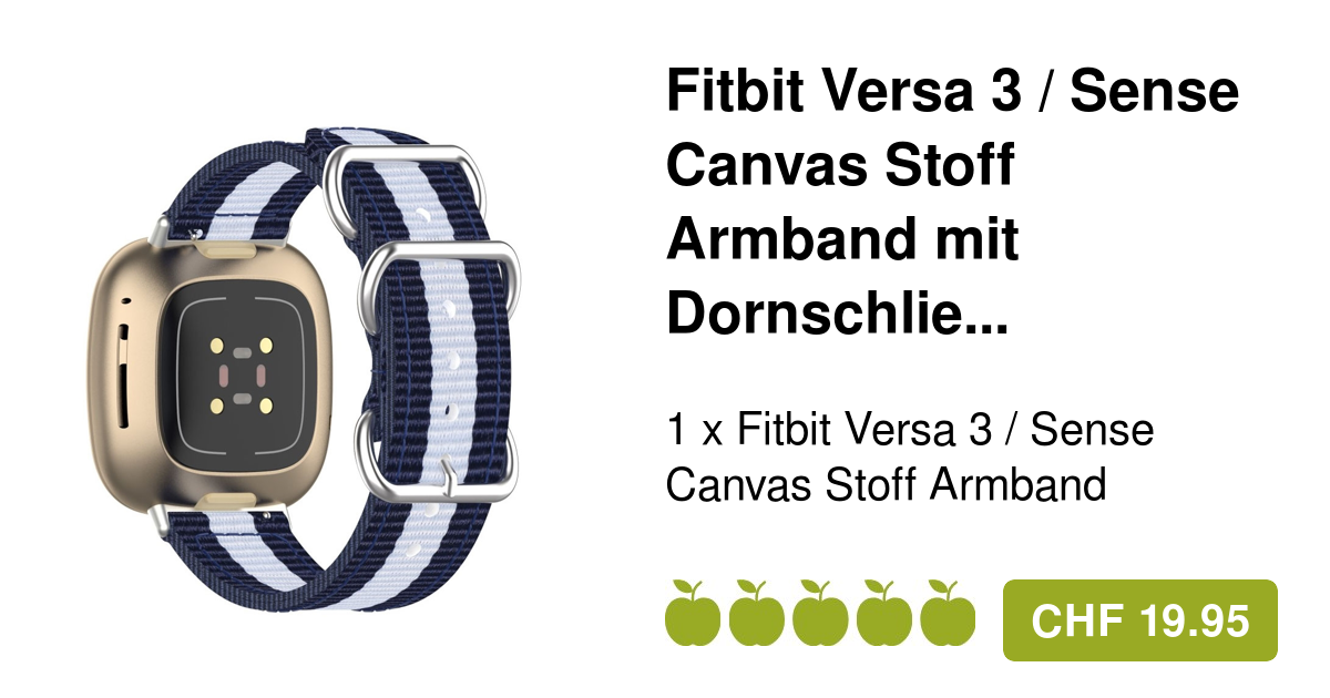 Fitbit Versa 3 Canvas Armband Blau/Weiss