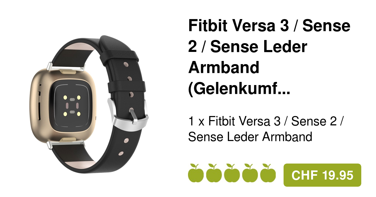 Fitbit Versa 3 Leder Armband in Schwarz