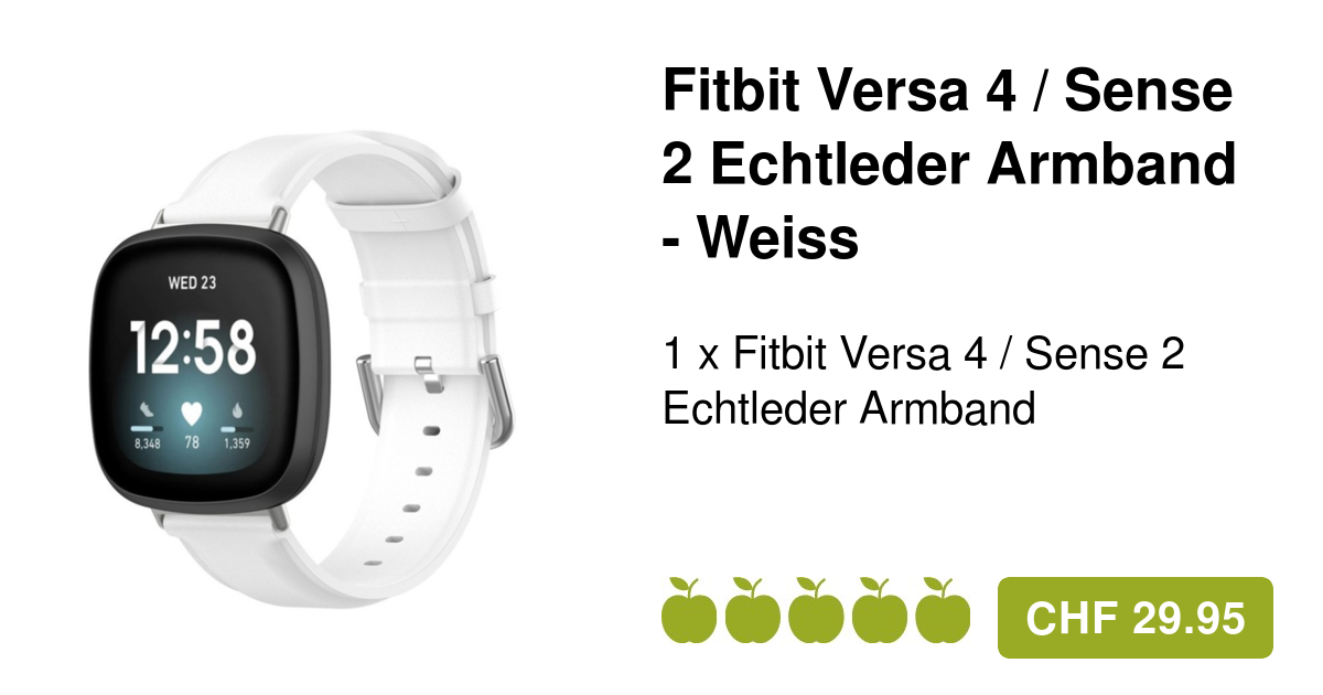 Fitbit Versa 4/Sense 2 Echtleder Armband in Weiss