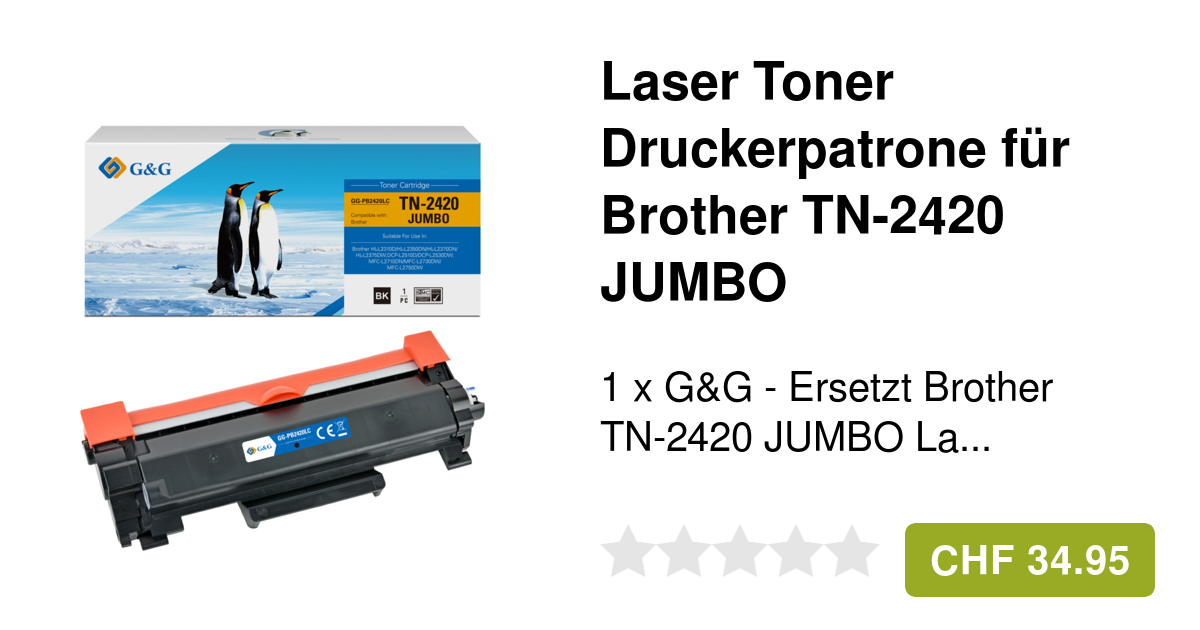G&G Ersetzt Brother TN2420 JUMBO Laser Tonerpatrone