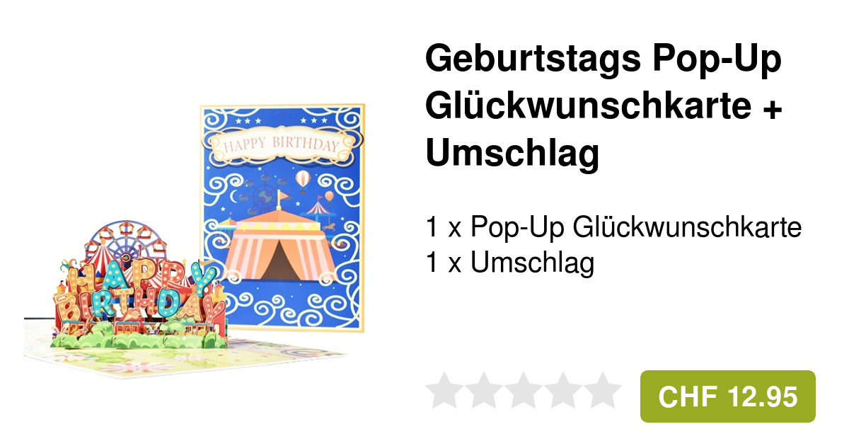 Geburtstags PopUp Glückwunschkarte + Umschlag Riesenrad