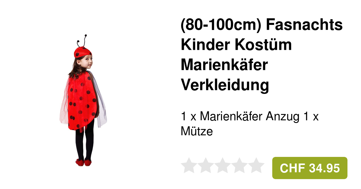(Gr. M) Party Marienkäfer Kostüm Verkleidung für Kinder