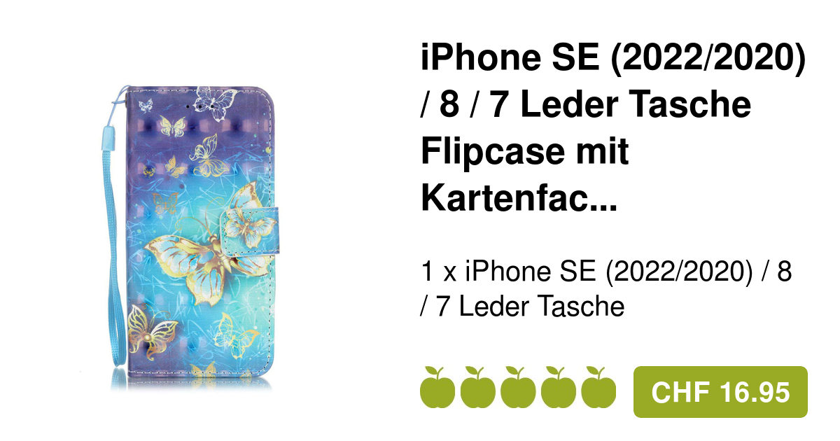 iPhone SE/8/7 Leder Tasche Flipcase Schmetterlinge