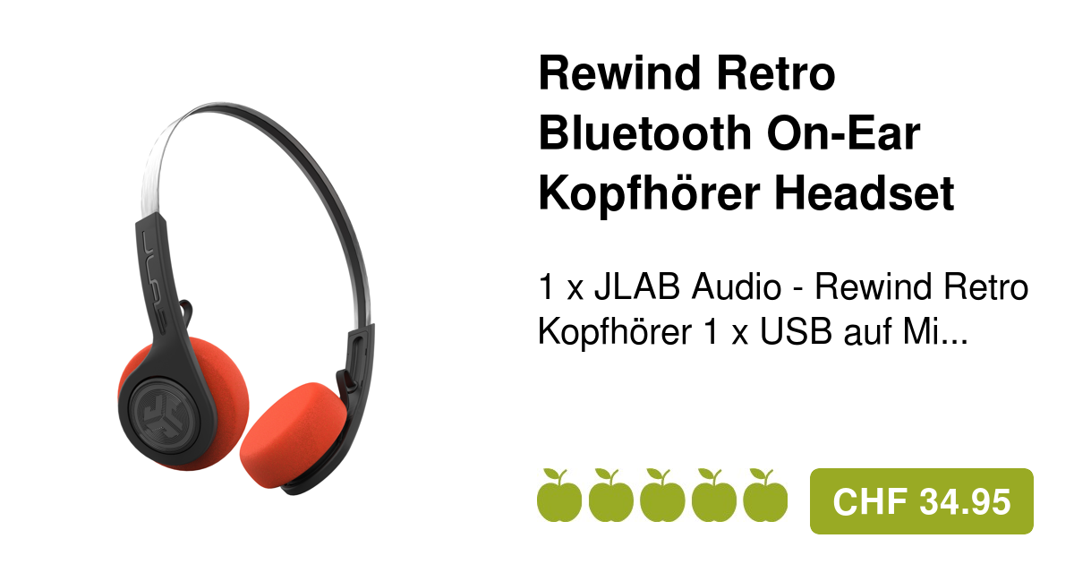 JLAB Audio Rewind Retro Bluetooth OnEar Kopfhörer