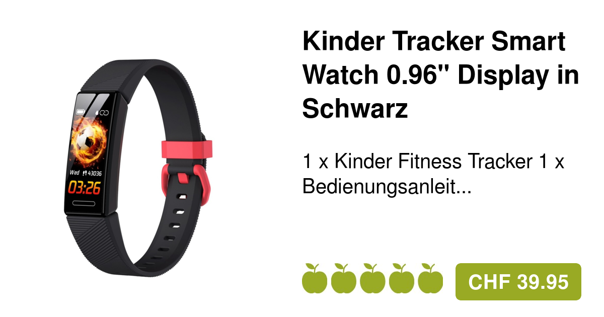 Kinder Fitnesstracker Smartwatch + Armband Schwarz
