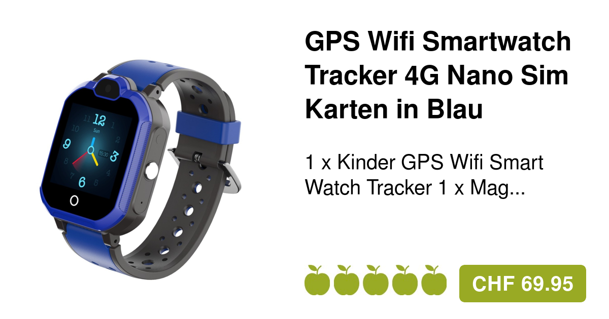 Kinder GPS Wifi Fitness Tracker 4G Nano Sim Slot Blau